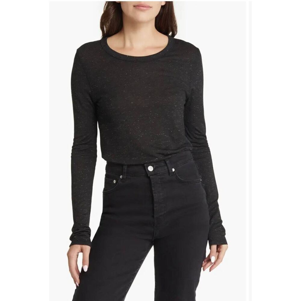 Allsaints Esme Shimmer Long‎ Sleeve Top Size Small